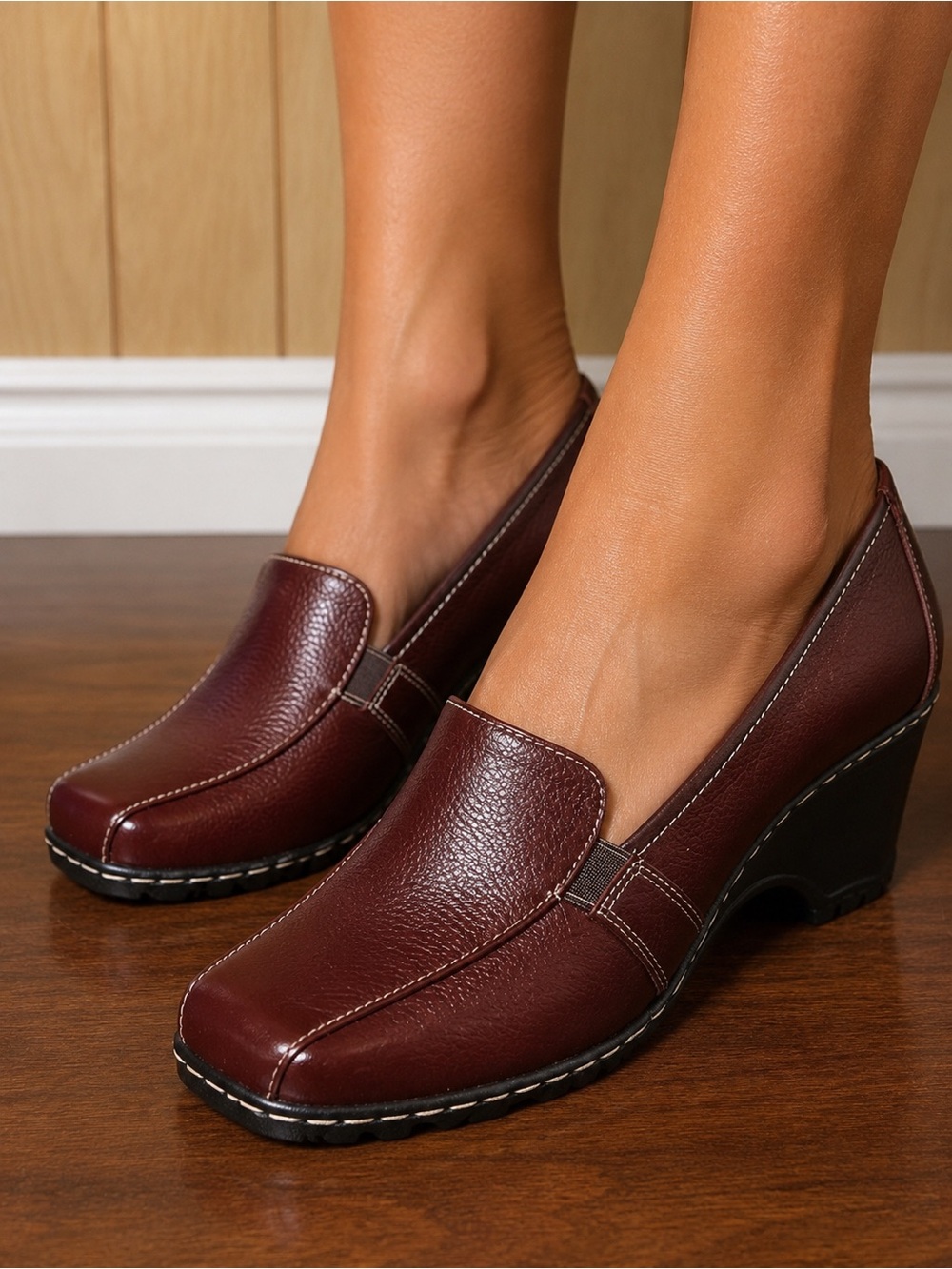 Bjorndal Burgundy Wedge Slip-On Loafers
